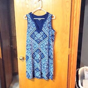 Lands' End blue paisley sleeveless dress